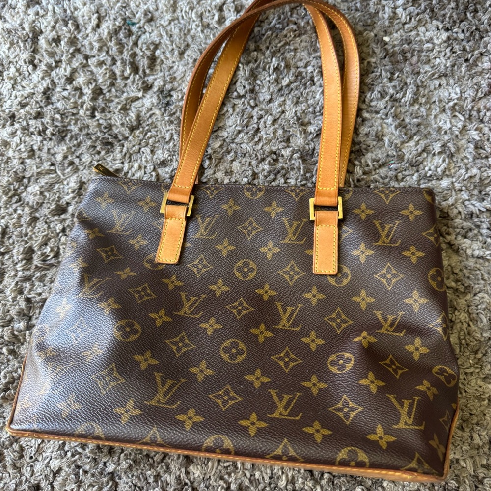 Louis Vuitton Brown Monogram Tote with Tan Straps